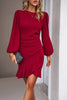 Load image into Gallery viewer, Black Bodycon Round Neck Short Party Dress With Puff Sleeve