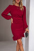 Load image into Gallery viewer, Black Bodycon Round Neck Short Party Dress With Puff Sleeve