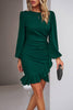 Load image into Gallery viewer, Black Bodycon Round Neck Short Party Dress With Puff Sleeve