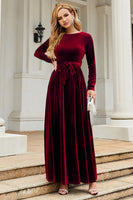 Load image into Gallery viewer, A Line Jewel Neck Black Velvet Holiday Party Dress