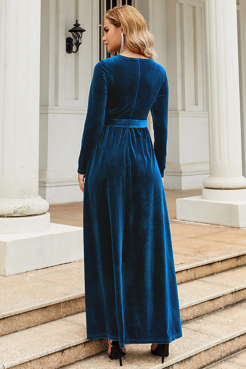 Load image into Gallery viewer, A Line Jewel Neck Black Velvet Holiday Party Dress