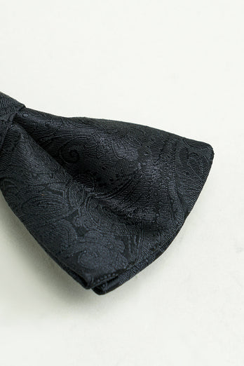 Black Jacquard Satin Bow Tie Pocket Square Set