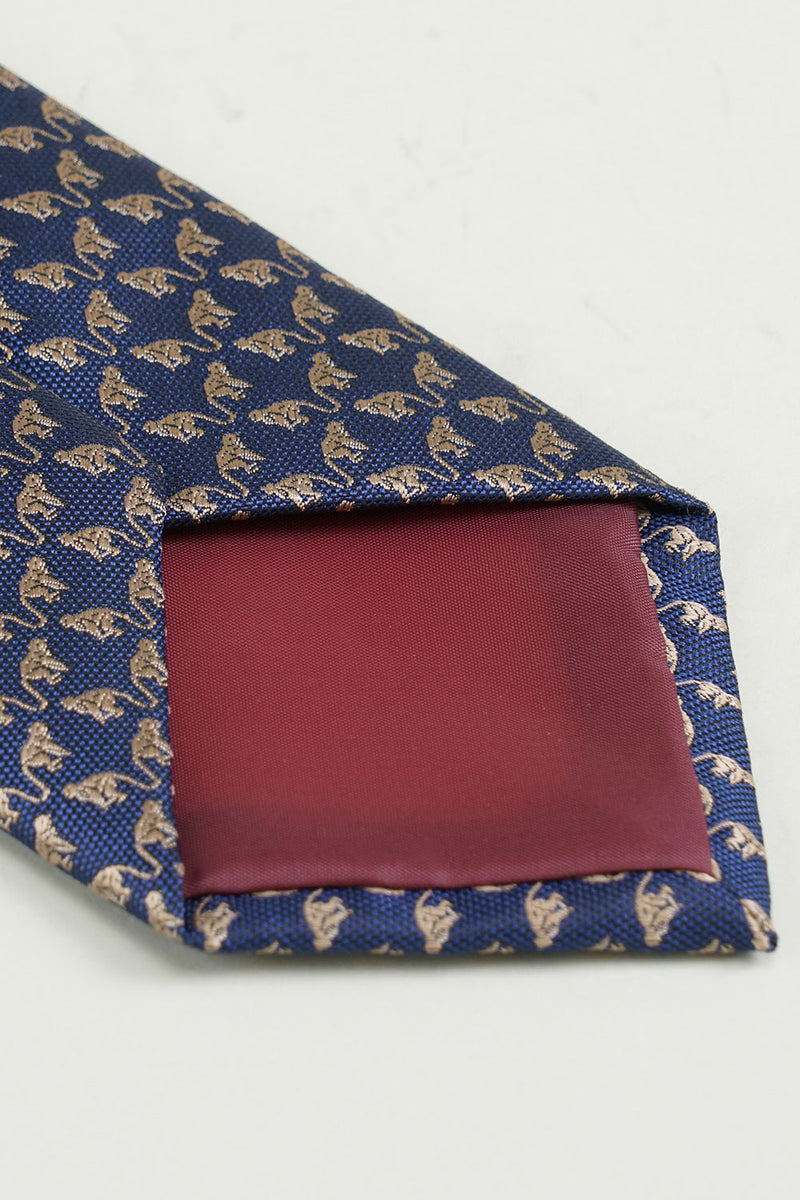 Load image into Gallery viewer, Navy Printed Jacquard Satin Formal Tie
