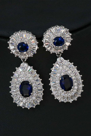 Royal Blue Crystal Necklace Earring Jewelry Set