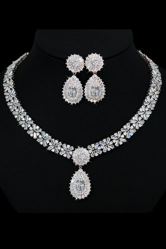 Royal Blue Crystal Necklace Earring Jewelry Set