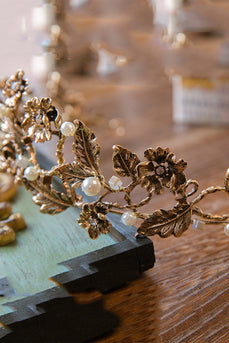 Gold Flower Pearl Wedding Headband