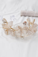 Load image into Gallery viewer, Champagne Pearl Flowers Headband