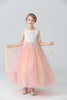 Load image into Gallery viewer, Pink Tulle Boat Neck Girls&#39; Dress with Appliques
