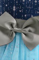 Load image into Gallery viewer, Blue Tulle Glitter Girl&#39;s Party Dress with Bow