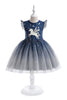 Load image into Gallery viewer, Navy Tulle Girl Dress with Unicorn Printed