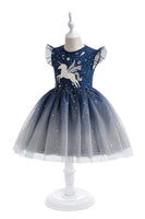 Load image into Gallery viewer, Navy Tulle Girl Dress with Unicorn Printed