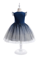 Load image into Gallery viewer, Navy Tulle Girl Dress with Unicorn Printed