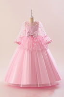 Load image into Gallery viewer, Pink Tulle Girl Party Dress with Appliques