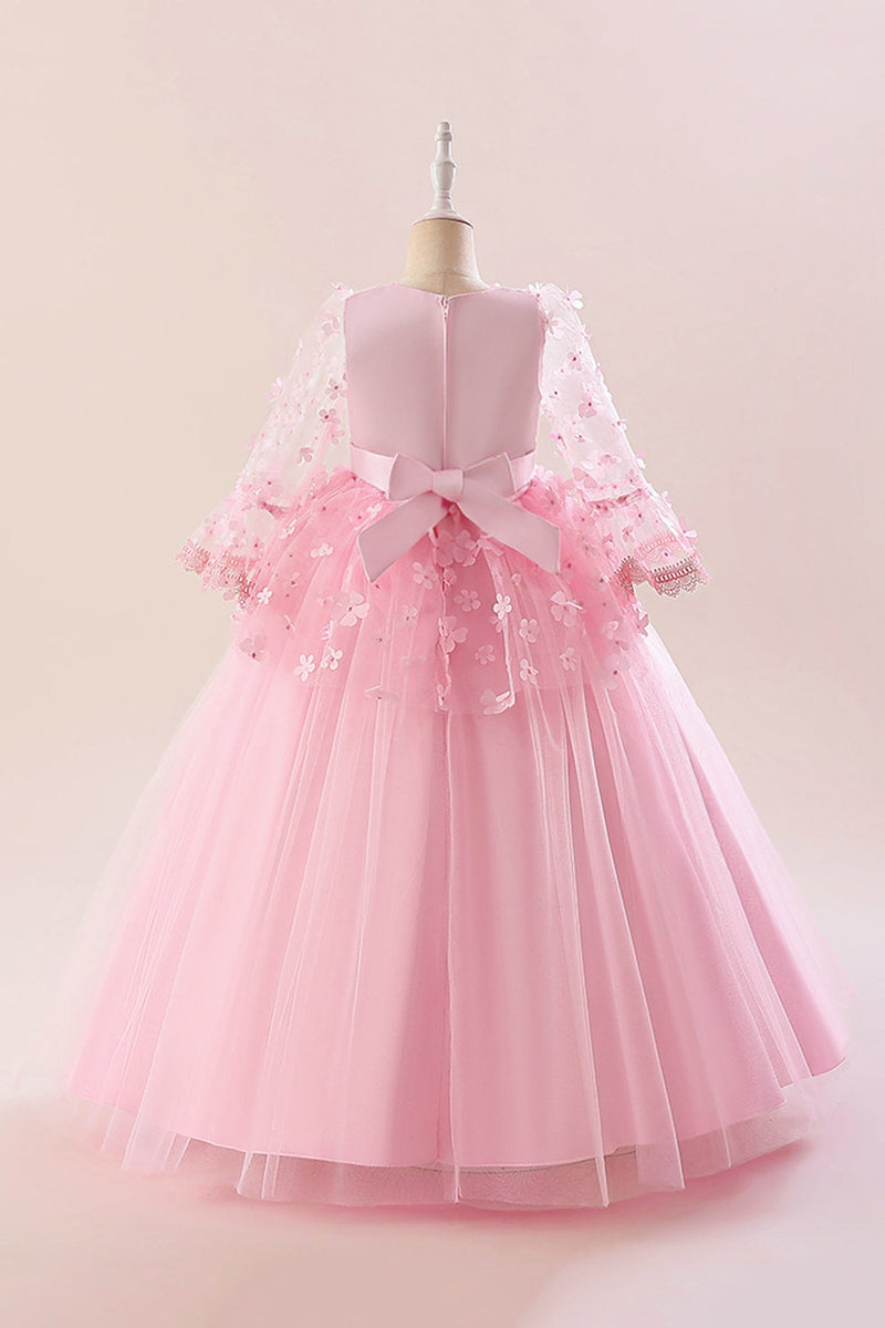 Load image into Gallery viewer, Pink Tulle Girl Party Dress with Appliques