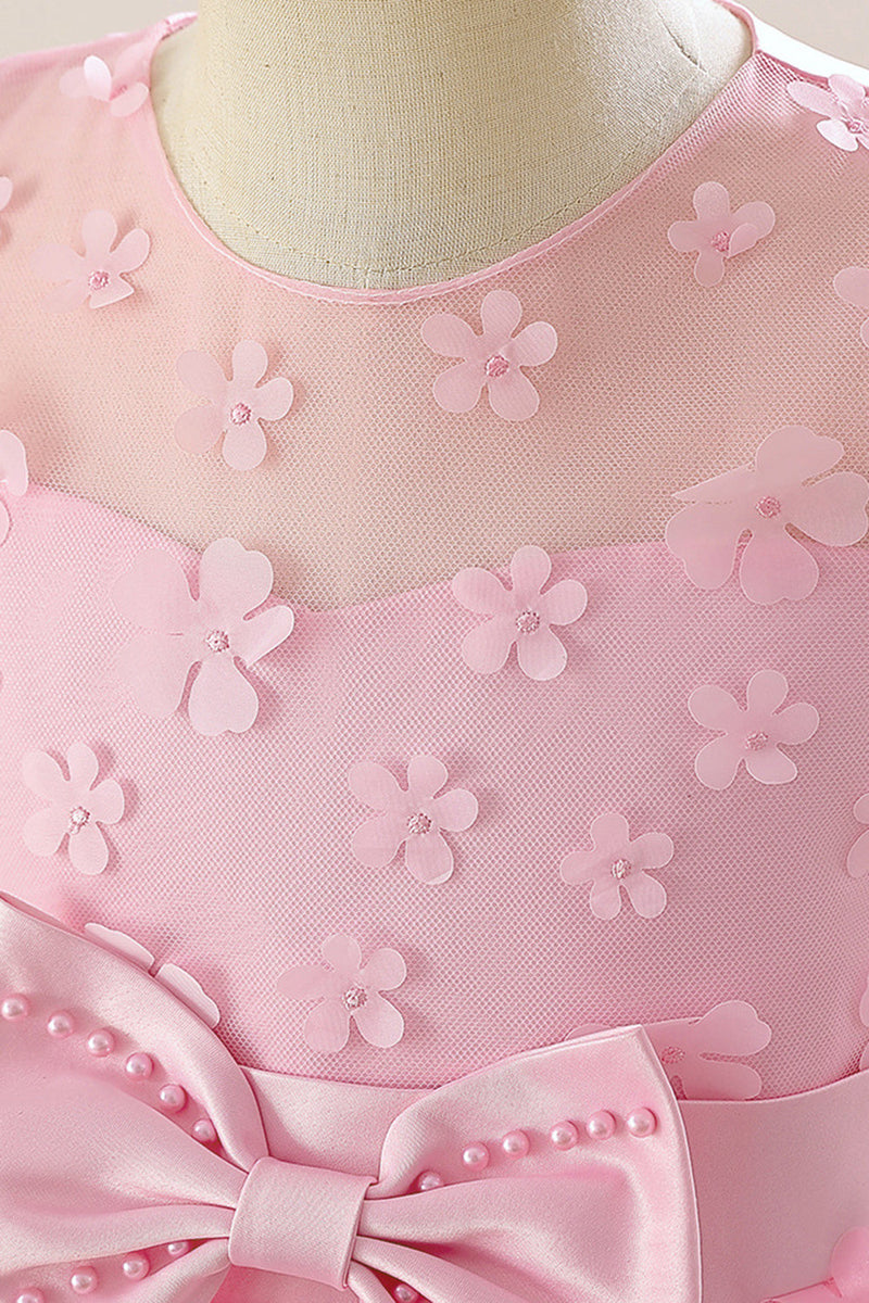 Load image into Gallery viewer, Pink Tulle Girl Party Dress with Appliques