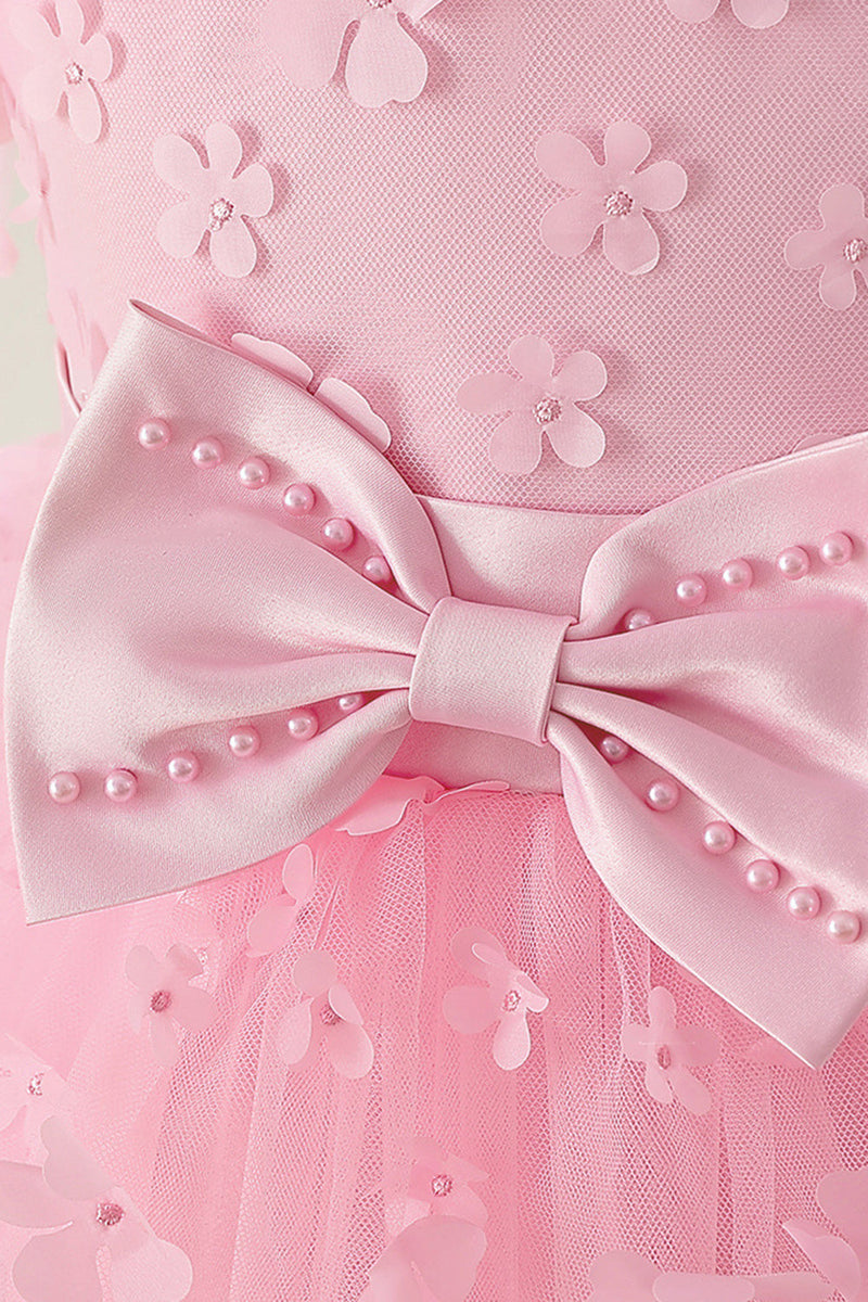 Load image into Gallery viewer, Pink Tulle Girl Party Dress with Appliques