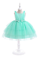 Load image into Gallery viewer, Blue Tulle Girl Party Dress with Bows