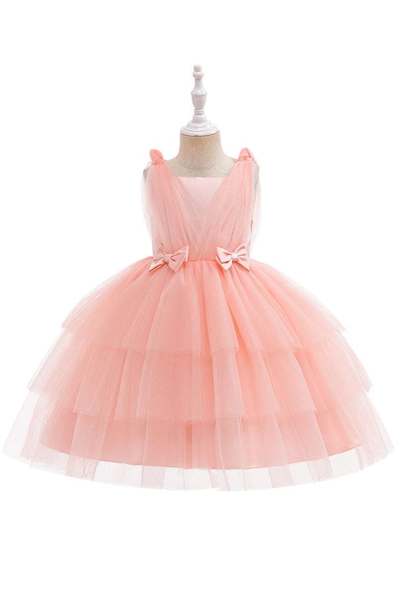 Load image into Gallery viewer, Blue Tulle Girl Party Dress with Bows