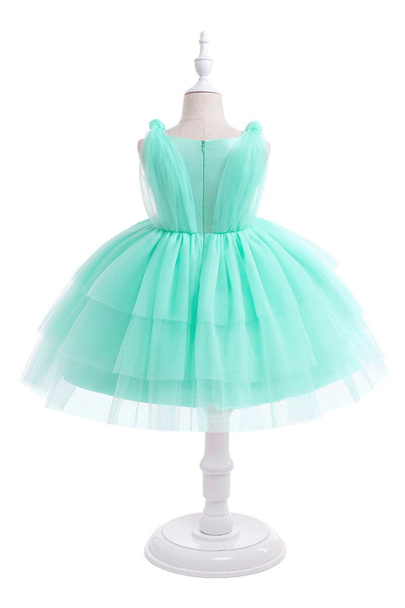 Load image into Gallery viewer, Blue Tulle Girl Party Dress with Bows