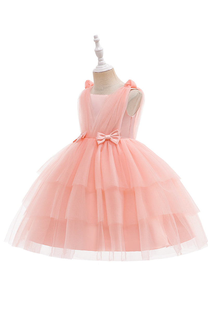 Load image into Gallery viewer, Blue Tulle Girl Party Dress with Bows