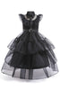 Load image into Gallery viewer, Black Tulle A Line Girl Dress with Belt