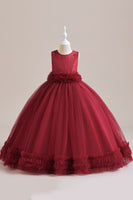 Load image into Gallery viewer, Sleeveless Green Tulle A Line Girl Dress with Lace