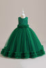 Load image into Gallery viewer, Sleeveless Green Tulle A Line Girl Dress with Lace