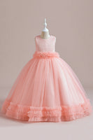 Load image into Gallery viewer, Sleeveless Green Tulle A Line Girl Dress with Lace