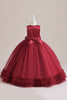 Load image into Gallery viewer, Sleeveless Green Tulle A Line Girl Dress with Lace