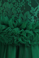 Load image into Gallery viewer, Sleeveless Green Tulle A Line Girl Dress with Lace