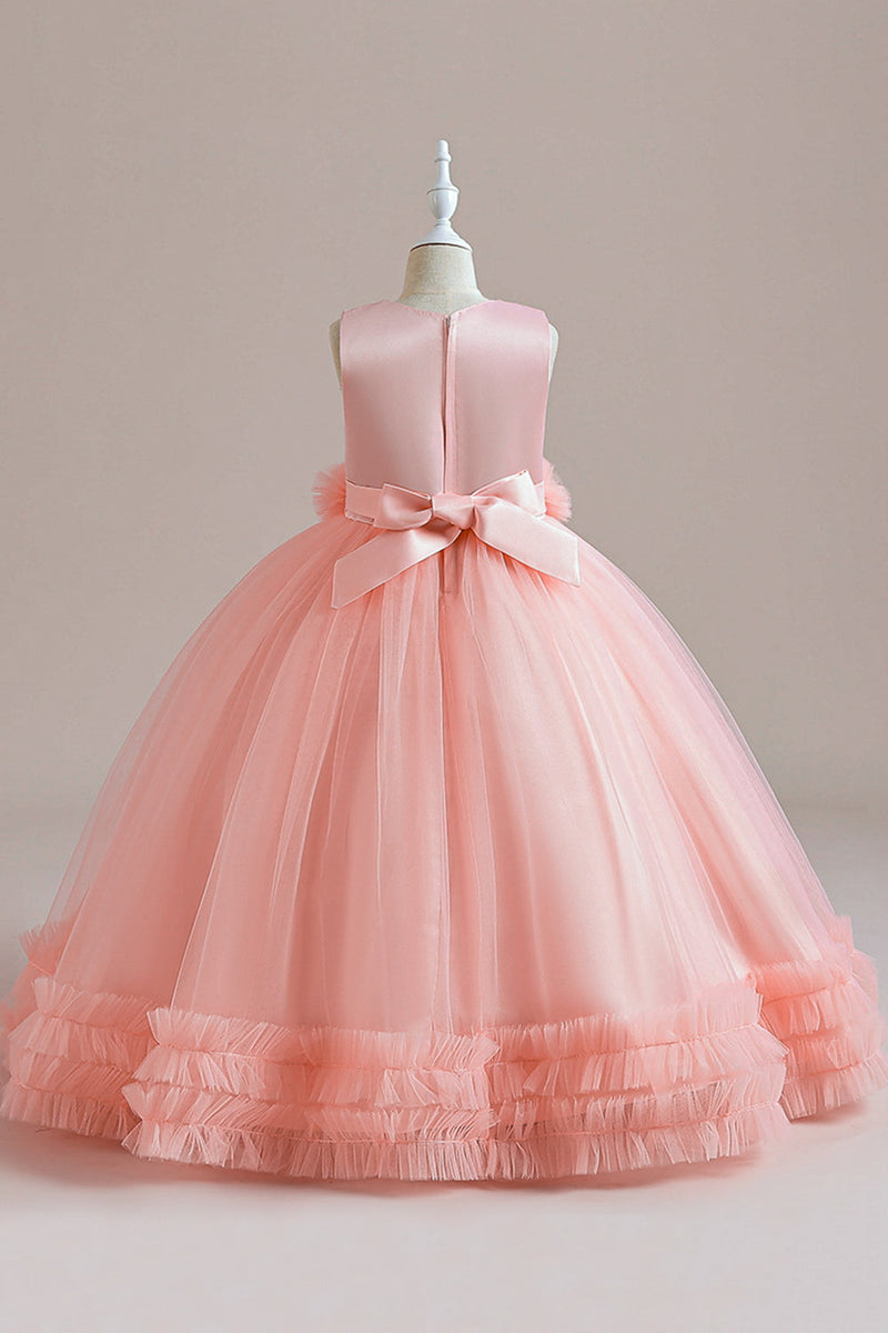 Load image into Gallery viewer, Sleeveless Green Tulle A Line Girl Dress with Lace
