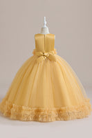 Load image into Gallery viewer, Sleeveless Green Tulle A Line Girl Dress with Lace