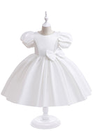 Load image into Gallery viewer, Burgundy Satin Girl Dress with Bow