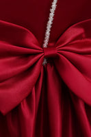 Load image into Gallery viewer, Burgundy Satin Girl Dress with Bow