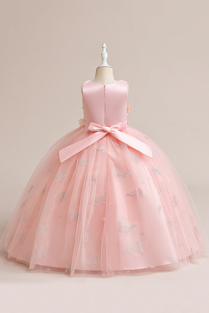 Load image into Gallery viewer, Pink Tulle Sleeveless Girl Dress with Appliques