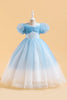 Load image into Gallery viewer, Blue A Line Tulle Girl Dress with Beading