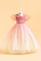 Load image into Gallery viewer, Blue A Line Tulle Girl Dress with Beading
