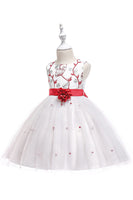 Load image into Gallery viewer, Round Neck White Girls&#39; Dress With Beading