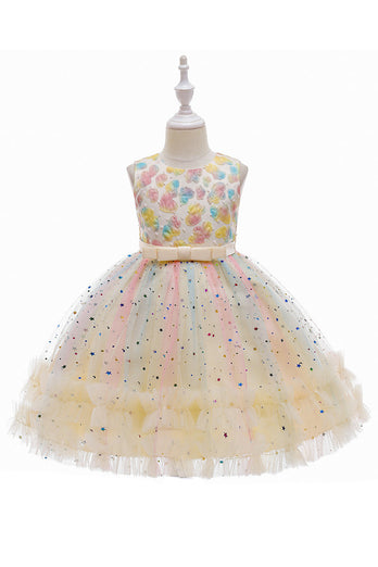 Purple A Line Tulle Girls' Party Dress With Bow