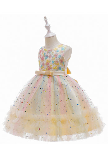 Purple A Line Tulle Girls' Party Dress With Bow