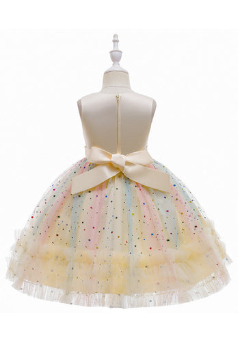 Purple A Line Tulle Girls' Party Dress With Bow