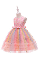 Load image into Gallery viewer, Purple A Line Tulle Girls&#39; Party Dress With Bow