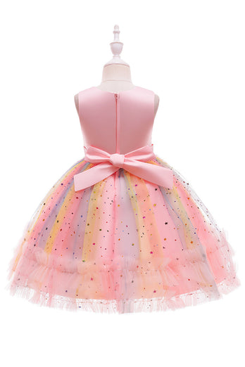 Purple A Line Tulle Girls' Party Dress With Bow