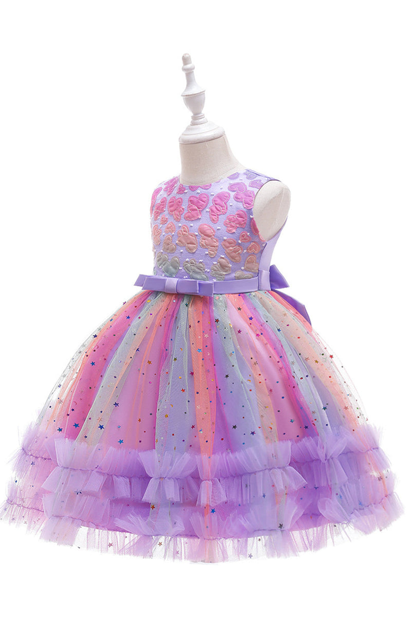 Load image into Gallery viewer, Purple A Line Tulle Girls&#39; Party Dress With Bow