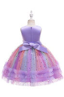Load image into Gallery viewer, Purple A Line Tulle Girls&#39; Party Dress With Bow