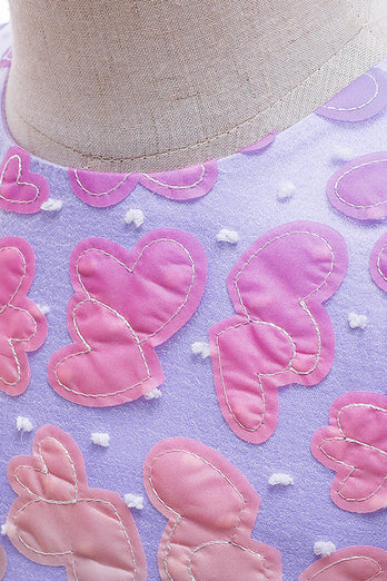Purple A Line Tulle Girls' Party Dress With Bow