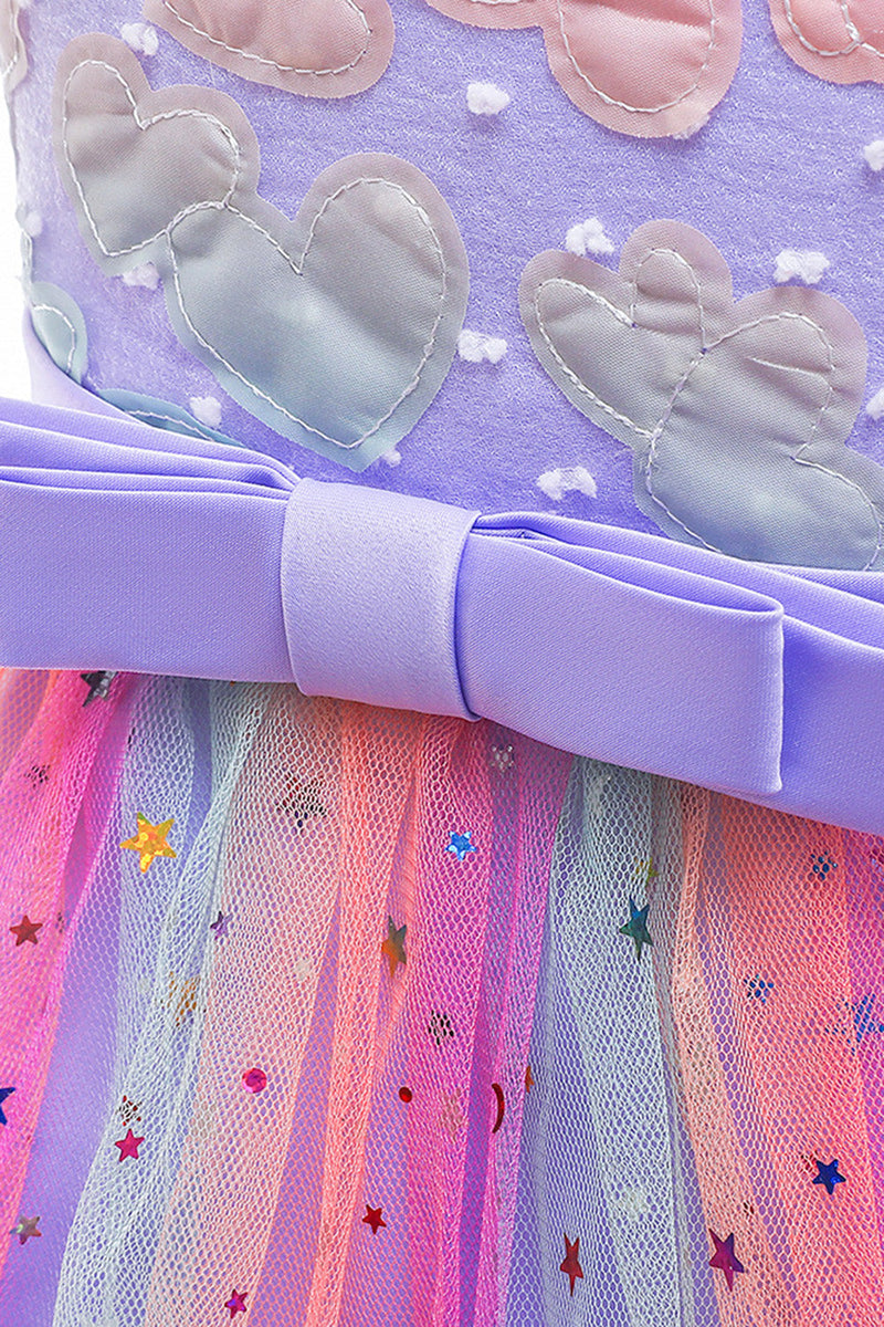 Load image into Gallery viewer, Purple A Line Tulle Girls&#39; Party Dress With Bow