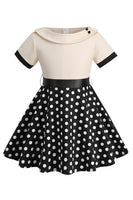 Load image into Gallery viewer, Bateau Neck Polka Dots White Vintage Girl Dresses