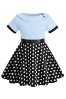 Load image into Gallery viewer, Bateau Neck Polka Dots White Vintage Girl Dresses