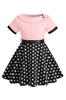 Load image into Gallery viewer, Bateau Neck Polka Dots White Vintage Girl Dresses